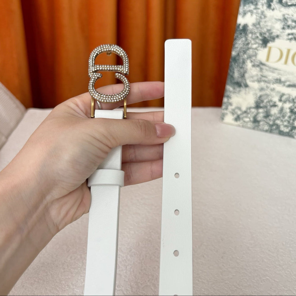 DIOR 25S BELT 20 MM IN WHITE CALFSKIN 595246