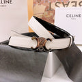 CELINE 25S BELT 25MM REVERSIBLE TRIOMPHE IN WHITE CALFSKIN 565536